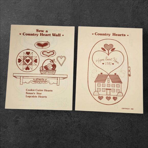 Vintage 1980 Country Hearts Pattern Susan’s Studio Signed by Designer Cottage - Picture 6 of 7